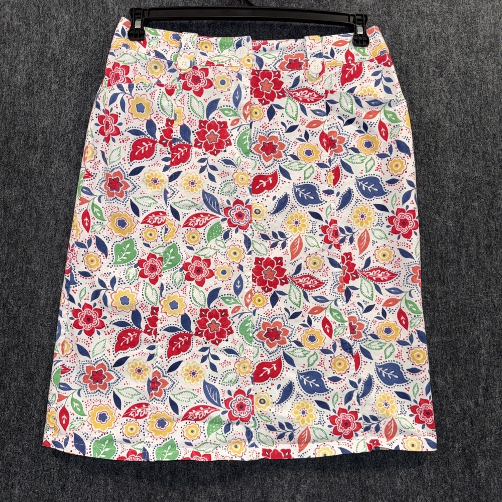 Appleseed Size 6 Women's Floral Cotton‎ Spandex Blend Midi Length Skirt Teacher